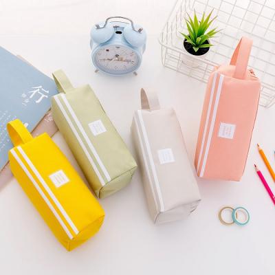 China General Size 2021 Double-Layers Large Capacity Canvas Portable Pencil Case for sale