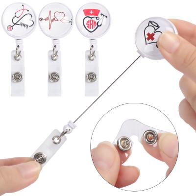 China ABS Retractable Badge Reel Clip Reel Badge Holder Badge Reel Love Heart Custom ID Card Nurse Badge Reel for sale