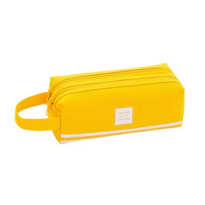 China Schools & Custom Offices 2021 Double-layer Zipper Pencil Case Large Capacity Canvas Portable Pencil Case for sale