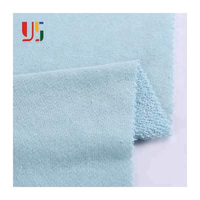 China Anti-static blue tc weft poly cotton baby terry single dyed brushed french knitting fabric for sweater for sale