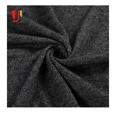 China Anti-Static Black Heather French Terry Stretch Non Knitted 100 Polyester Yarn Dyed Fabric For Sweater for sale