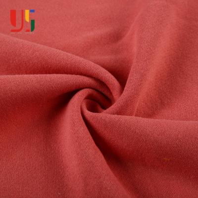 China Polyester Anti-Static Red Cotton Knit Brushed French Terry Towel Fabric By The Yard for sale