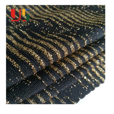 China Other China supplier nylon spandex knitted gold weft lurex metallic fabric for women dress for sale