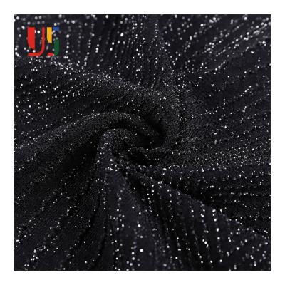 China Black Anti-Static Plain Dyed Jersey Jacquard Knitting Shiny Metallic Lurex Fabric For Women Dress for sale