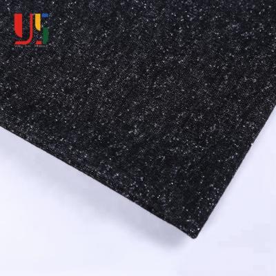 China French Black Heather Terry Cotton Yarn Dyed Antistatic Lurex Knit Fabric For Sweater for sale