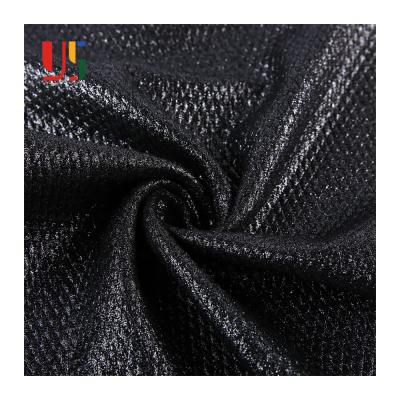 China Cheap memory polyester rayon spandex jacquard price black scuba foil fabric roll for women dress for sale