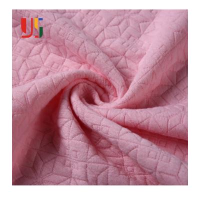 China Memory Knit Spandex Polyester Damask Fabric Pink Jacquard For Baby Dress for sale