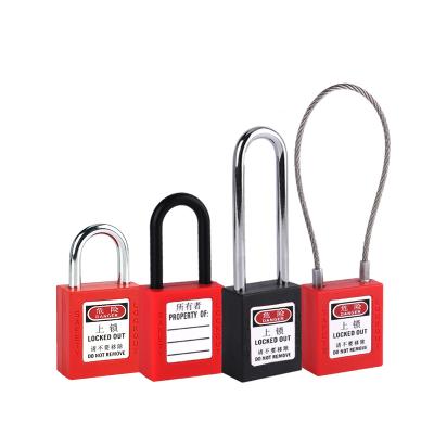 China Steel / Nylon Steel Shackle Security Lockout Padlock With Insulation Lock Beam 38mm Nylon Metal Shackle for sale