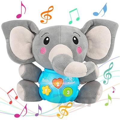 China Baby Plush Doll Musical Flashing Light Soothe Sleeping Comfort Animal Stuffed Early Educational Toys For 0 12 Months Infant 25*11*17.5CM for sale