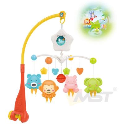 China Rotated Hanging Toys Newborn Sleep Trainer Relaxing Music Hanging Rotating Animals Rattles Push Bell Musical Toy Projection Baby Mobile for sale