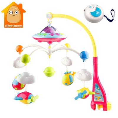 China Minitudou Soft Baby Toys 0-12 Months Crib Mobile Musical Bed Bell with Animal Ratchets Projection Cartoon Early Learning Children Play for sale