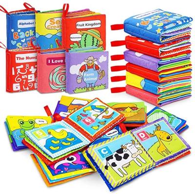 China My First Soft Cloth 6 PCS Non-Toxic Cloth Baby Cloth Books Education Toys Activity Early Cloth Book For Toddler MST-1590 for sale