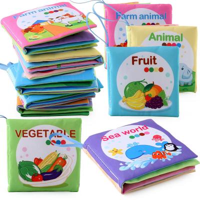 China 8PCS Soft Tissue Baby Infant Cloth Books Early Learning Educational Toys With Tailed Animals Soft Cloth Development Books for sale