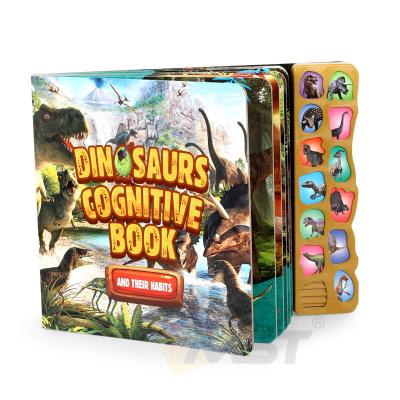 China Eco-Friendly Kids Learning Amazon Educational Hot Selling Toys 12PCS Interactive Dinosaur Realistic Looking Dinosaur Sound Book Set Dinosaurs for sale