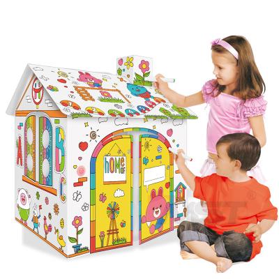 China 54*43*69CM Toy Creative Educational Cardboard DIY Learning Painting Room Game 3D Submersible Doodle Coloring Toys For Children for sale