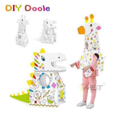 China Cartoon MST Toy Toys Dinosaurs Portable Cardboard Toys Paper Dinosaur Park Doodle DIY Toys Dinosaur Costume For Kid for sale