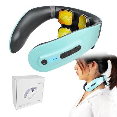 China Mini Cordless Plastic Heated Back Neck and Cervical Neck Massager with 4 Massage Plates for sale