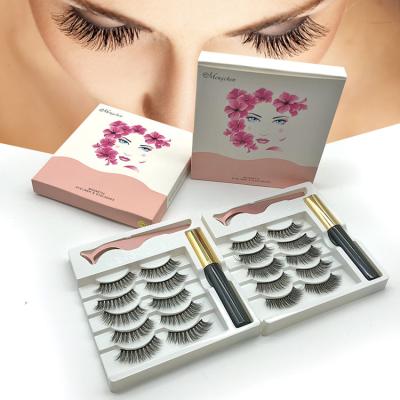 China No Glue 5 Pairs Pack Magnetic 3D Eyelashes and Magnetic Eyeliner Kit Magnet False Eyelashes for sale