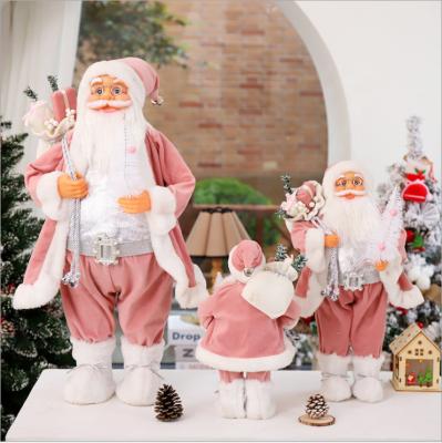 China Pink Santa Claus Doll Plush Christmas Decorations Festival Christmas Toys Doll New Year Gift Decoration for sale