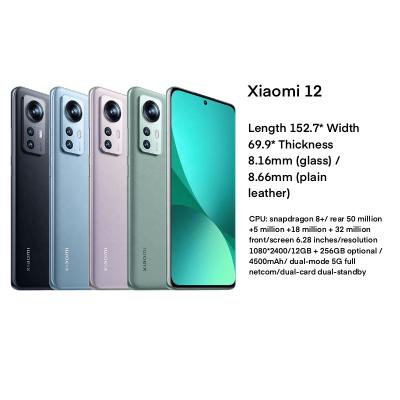 China Dual SIM Card Xiaomi Phone MI 12 Smart Phone 2022 Latest With 4500mAh 67W Fast Charger 50MP+32MP Camera 6.28inch 120Hz Mobile Phone for sale