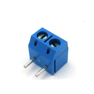 China 5.00mm Pitch PCB Mounted Screw Terminal Blocks Right Angle 2P to 20P Blue for sale