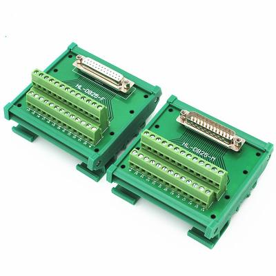 China DB25 Single End Connectors D Sub 25 Pin Terminal Block Breakout Board DIN Rail Mounting for sale