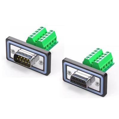 China Waterproof DB9 Connector D Sub 9 Pin to Screw Terminal Blocks RS 232 485 Serial Adapter Panel Mount for sale