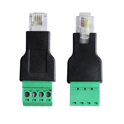 China RJ11 6P4C Male Connector Modular Plugs to 4 Pin Screw Terminal Blocks Adapter for sale