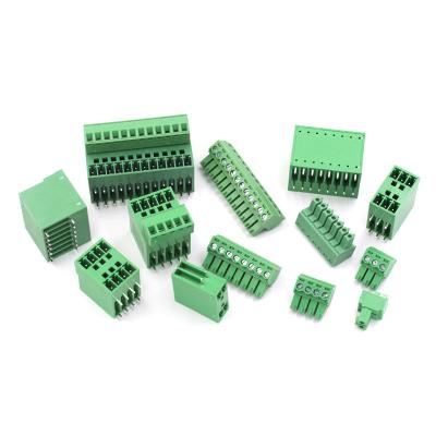 China 3.81mm Pitch Dual Row PCB Pluggable Screw Terminal Blocks Plug + Angle Pin Header for sale