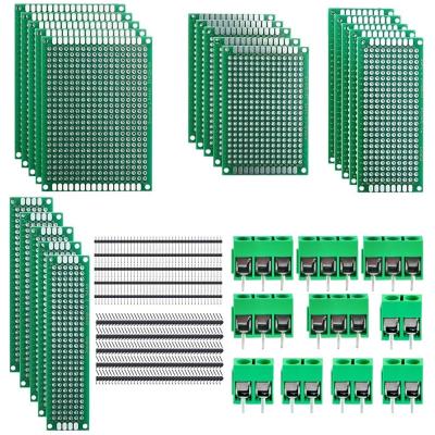 China Dual Side Prototype PCB Board Kit 5.0mm Screw Terminal blocks 2.54mm Pin header Strip 40pcs for sale