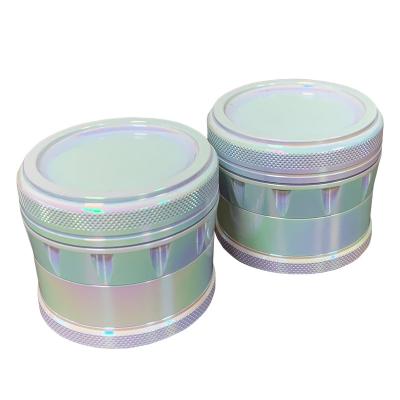 China Anho Aluminum Alloy Customized 63mm Aluminum Alloy Deluxe Grinder 4 Layers Smoke Grinder Irregular Metal Gradient Paint Concave Grinder for sale