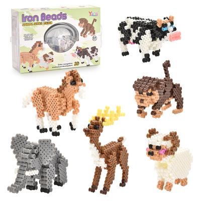 China Hot Selling DIY Educational Toys Amazon Children Diy Set Iron Plastic Beads Learning Educational Toys 3D Animal 5mm Hama Beads Kit for sale