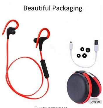 China CSR 4.1 Sport Bluetooth Earphone Weatproof  With Mic Secure Ear Hooks 50mah for sale