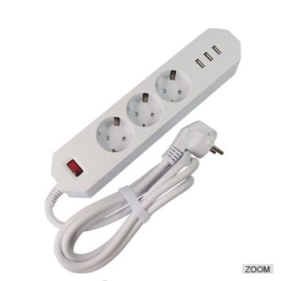 China Wall Plug USB Charging Socket With 2 Foot Extension Cord / 3 Outlet Surge Protector for sale