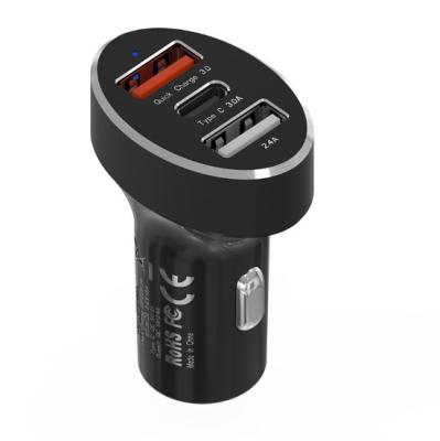 China Aluminum Alloy QC 3.0 Dual USB Car Charger Type - C For Fast Charging for sale