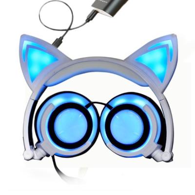 China Foldable Flashing Glowing Sport Bluetooth Earphone HIFI Stereo With Cat Ear for sale