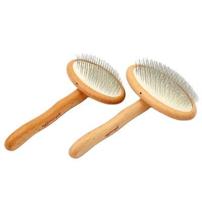 China Sustainable New Deshedding Tool For Remove Tangles And Knots Self Cleaning Bamboo Hair Pet Brush for sale