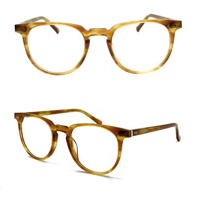 China 2020 Hot Sale Fashionable New Acetate Material Fashion Round Shape Neutral Light Glasses Frame In Box Printing Logo Running Model for sale