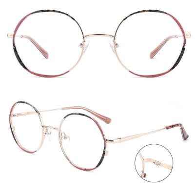 China Fashionable style of 2021 new women's glasses metal material round shape eye glass optical frames for sale