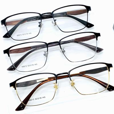 China Fashion Classic Men's Metal Wooden Foot Optical Frame Square Acetate Frame With Glasses Frame for sale