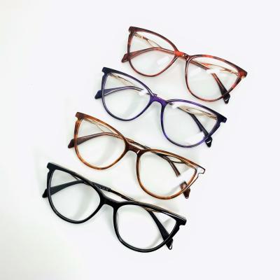 China 2020 New Style Fashionable Diamond Material Acetate Material Women's Eyeglasses Cat Eye Optical Frames for sale