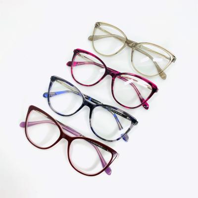 China Trendy Eyeglasses Frames 2020 Latest Women Fashion Acetate Cat Eye Shape Optical Glasses for sale