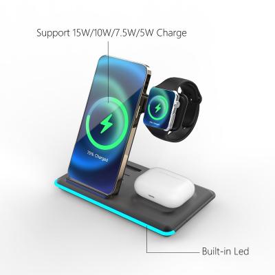 China Mobile phone 3 in 1 wireless fast charging cellphone, watch, earphone and desktop charger 23w charger for sale