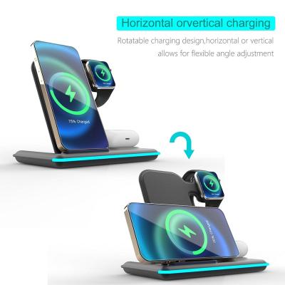 China Hot Selling Mobile Phone Products Charger 2023 23W Magnetic 3 IN 1 Wireless Charger Charging Station For iPhone 14/13 Pro Fast Charger for sale