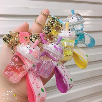 China New Styles INS Accessories Tea Cherry Liquid Milk Mini Cute Boba Key Chain For Bag Car Accessories for sale