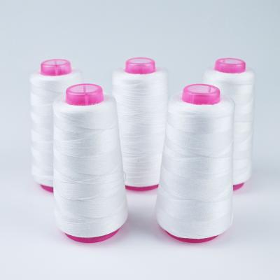 China Wholesale 20s/30s/40s/50s/60s Cone Polyester Sewing Thread High Temperature Resistant Raw White 100% Custom Thread for sale