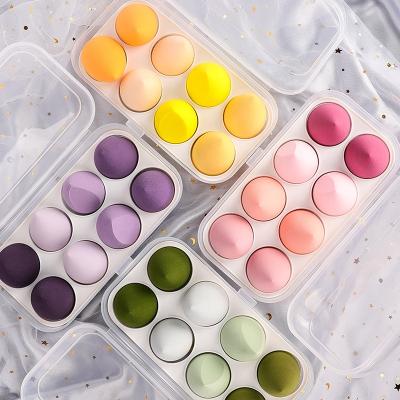 China Hot Sale 8pcs Multifunctional Facial Makeup Sponge Egg Beauty Foundation Box Plastic Sponge Makeup for sale