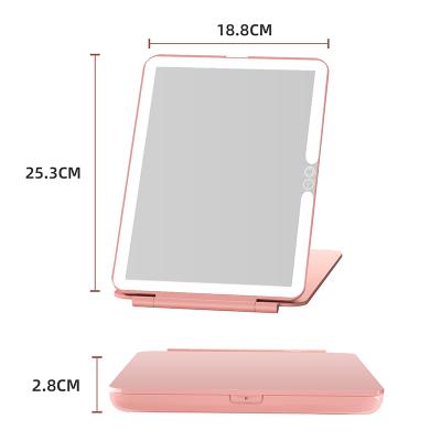 China New Arrival Custom Logo Lighted Led Travlel iPad Travel Foldable Vanity Cosmetic Makeup Mirror for sale