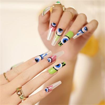 China Full Cover Modern Artificial Nails Christmas Halloween Designs Artificial Nails With Glue False Nail Tips for sale