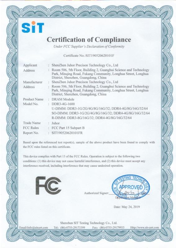 FCC - Shenzhen Juhor Precision Technology Co., Ltd.